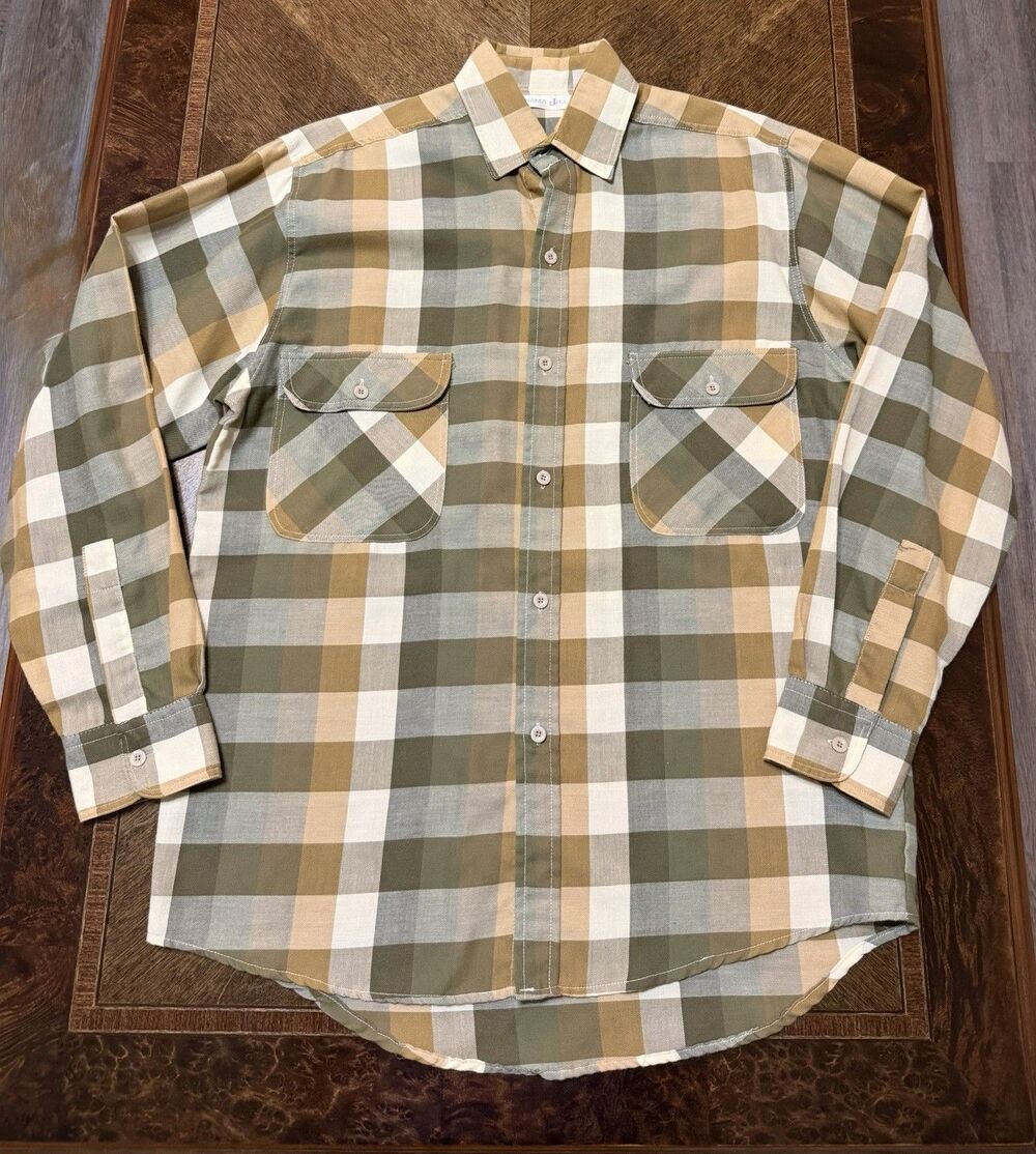 Vintage Panama Jill Women’s M Plaid Long Sleeve Cotton Woven Button-Up Shirt